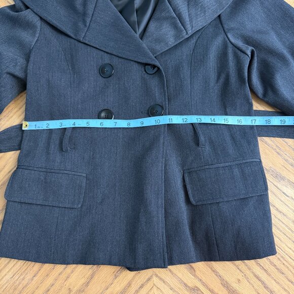 Kenneth Cole New York Gray Wide Collar Suit Jacket Belt Stretch Womens Size 4 - Picture 8 of 11